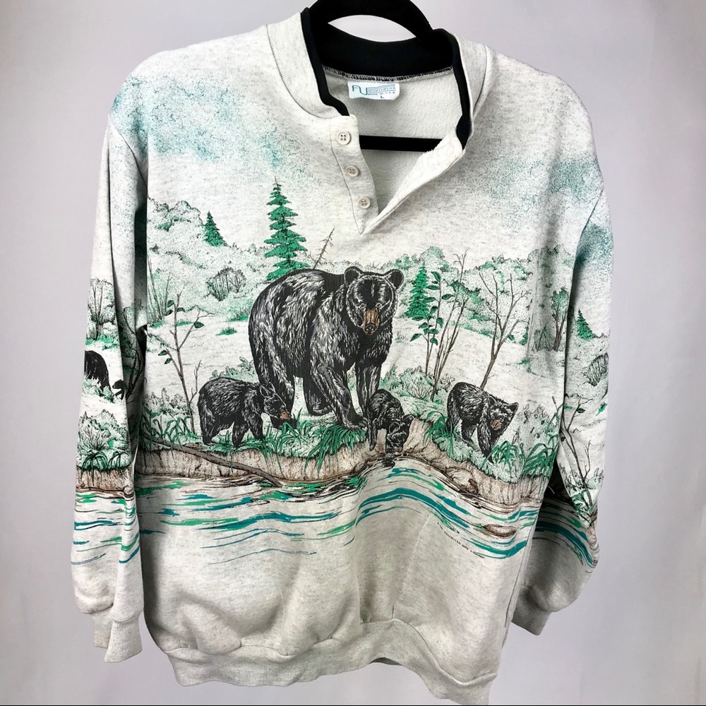 Vintage Sweatshirt Wilderness Bears with POCKETS!